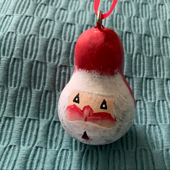 Hand Crafted Other - Hand painted Gourd Holiday Santa Ornament Gift Topper Christmas Decor Handmade